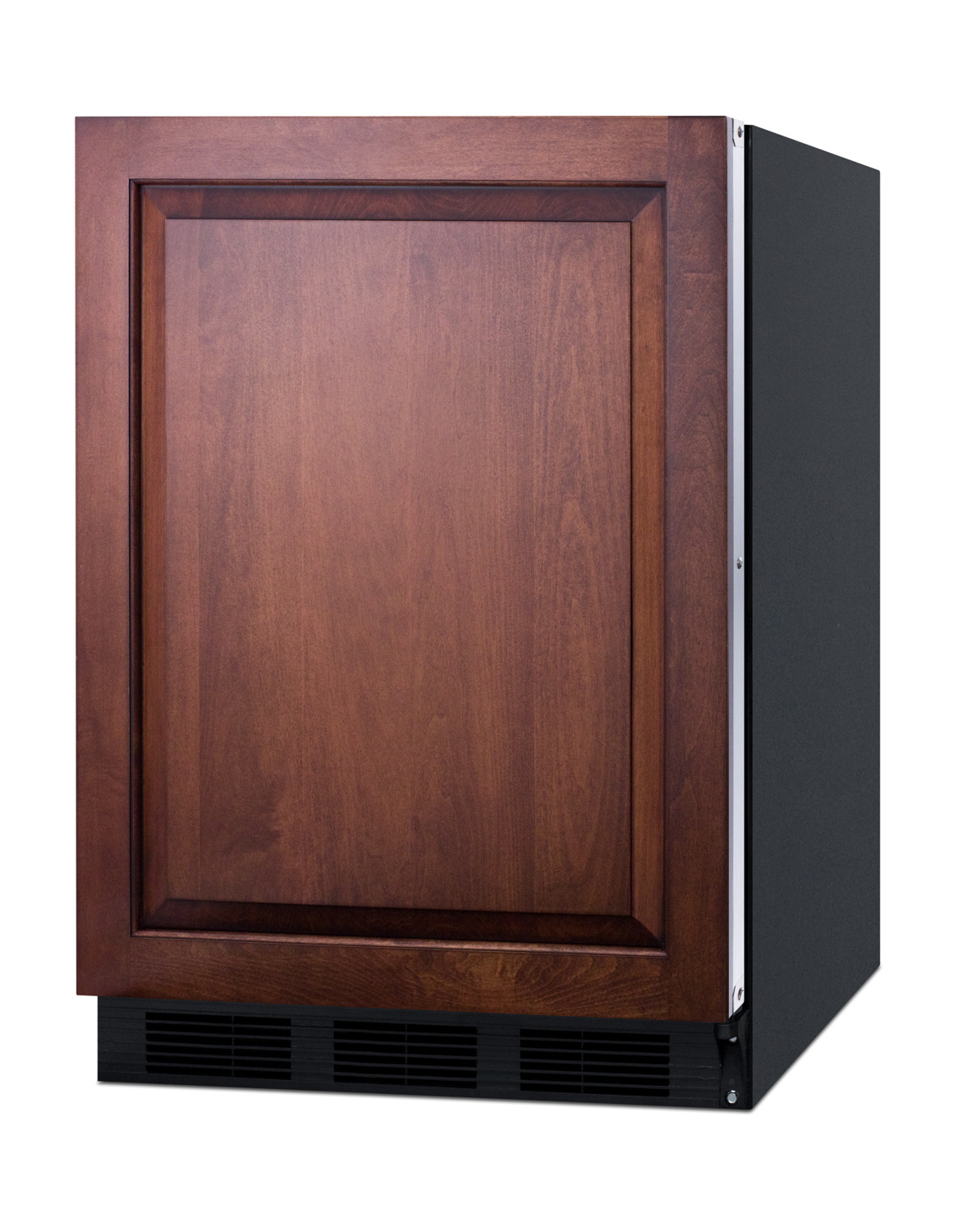 24 inch wide ADA compliant built-in undercounter all-refrigerator for residential use, auto defrost with panel-ready door and black cabinet